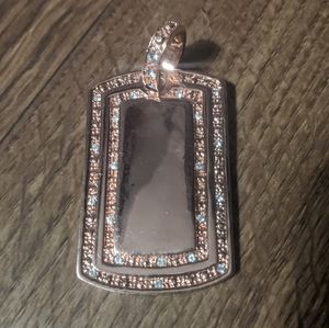 Vintage rose gold tone dog tag medallion with crystals vintage y2k 90s